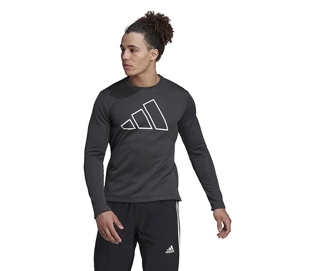 Adidas Train Icons 3 Bar Long Sleeve Crew (M) (Black)