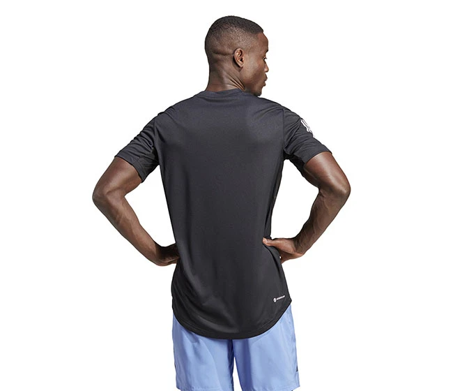 Adidas Club 3 Stripe Tee (M) (Black) - Image 2