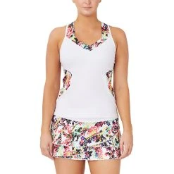 FILA Pickleball Printed Halter Tank (W) (White/Floral)