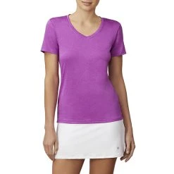 FILA Pickleball Silky V-Neck Tee (W) (Purple)