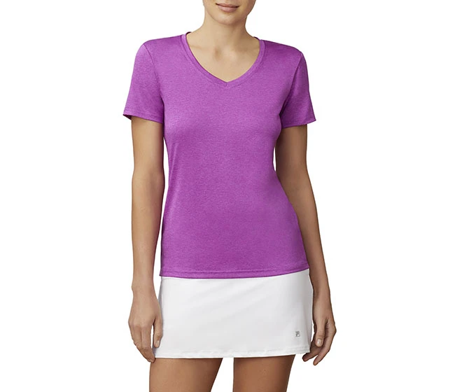 FILA Pickleball Silky V-Neck Tee (W) (Purple)