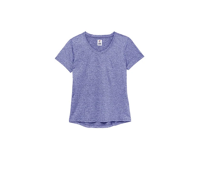 FILA Pickleball Heathered Short Sleeve V-Neck (W) (Blue)