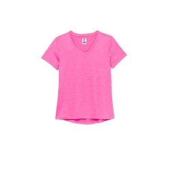 FILA Pickleball Heathered Short Sleeve V-Neck (W) (Pink)