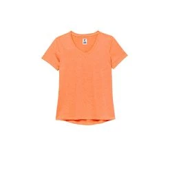 FILA Pickleball Heathered Short Sleeve V-Neck (W) (Orange)
