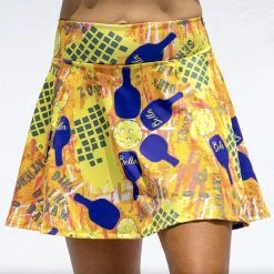 Pickleball Bella Graffiti 1 A-Line Skort (W) (Yellow)