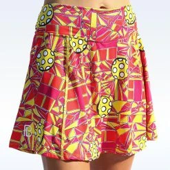 Pickleball Bella Angle Shot 1 A-Line Skort (W) (Orange/Yellow)