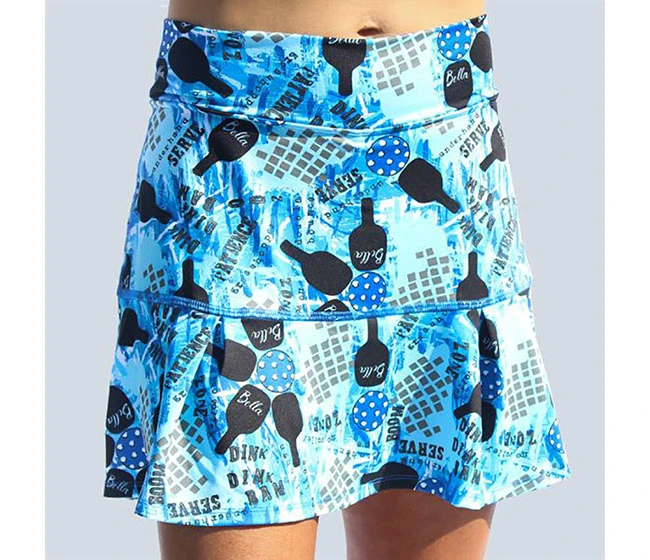 Pickleball Bella Graffiti 2 Drop Pleat Skort (W) (Blue)