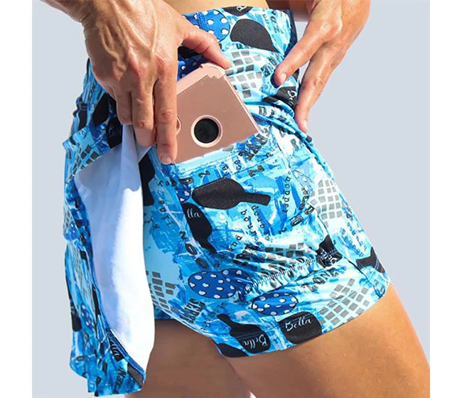 Pickleball Bella Graffiti 2 Drop Pleat Skort (W) (Blue) - Image 3