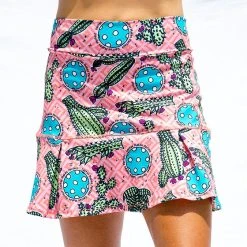Pickleball Bella Cactus Makes Perfect 1 Drop Pleat Skort (W) (Pink)