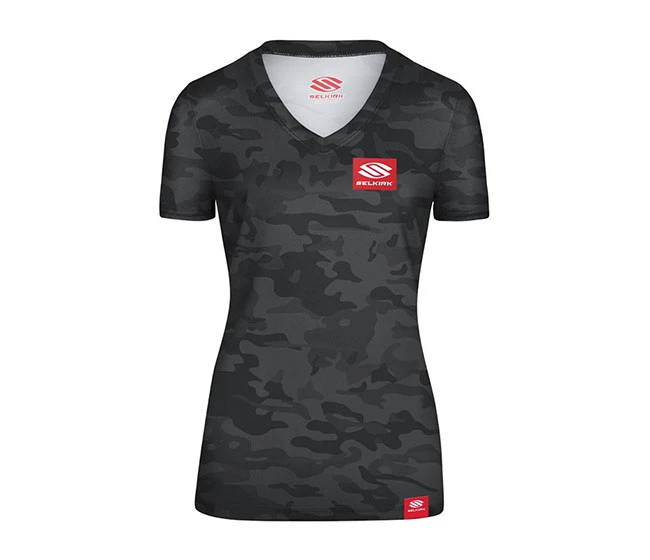 Selkirk Pickleball Selkirk Red Label Camo Short Sleeve V-Neck (W) (Black)