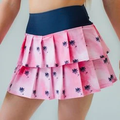 Faye + Florie Faye+Florie Navy Palm Print Lisa Skirt (W) (Pink)