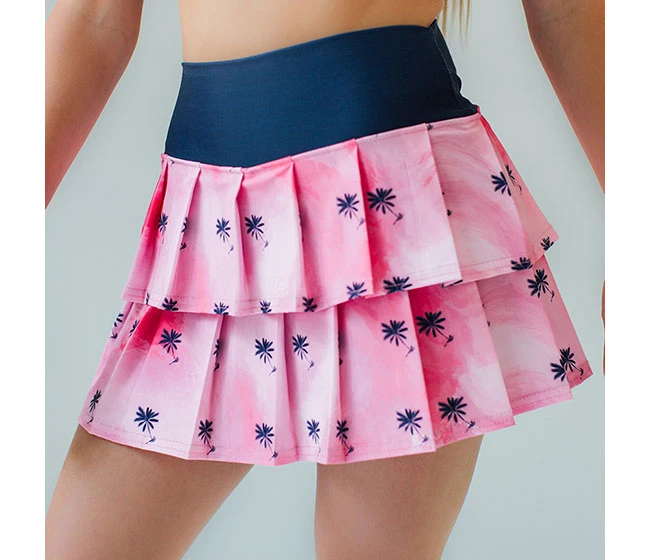 Faye + Florie Faye+Florie Navy Palm Print Lisa Skirt (W) (Pink)