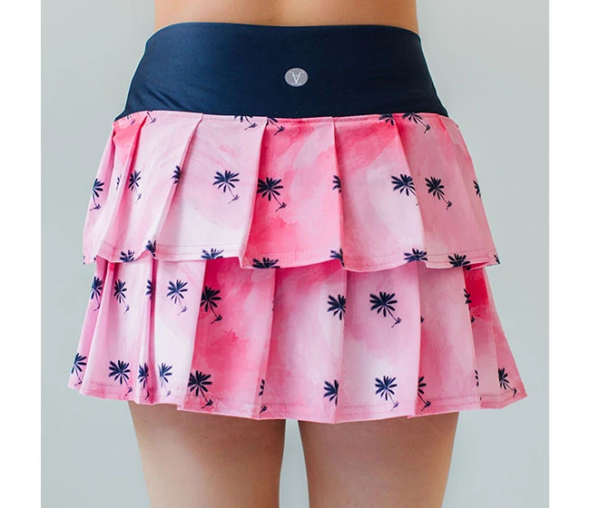 Faye + Florie Faye+Florie Navy Palm Print Lisa Skirt (W) (Pink) - Image 2